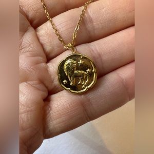 NEW Gold plated Leo ♌️ coin charm with chain necklace adjustable.